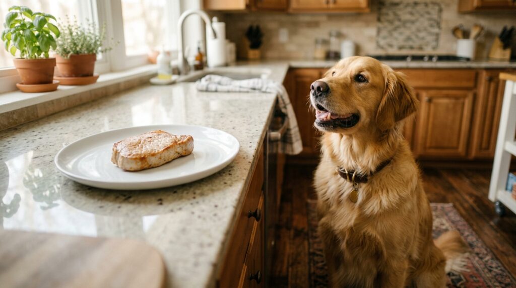 Can dogs eat pork safely cooked and plain.