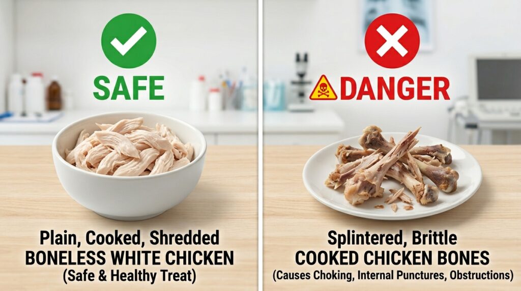 Can dogs eat chicken bones splinter warning.
