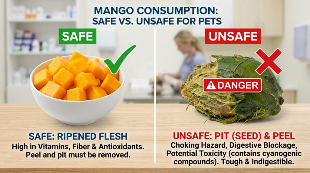 Can dogs eat mango pit choking hazard warning.