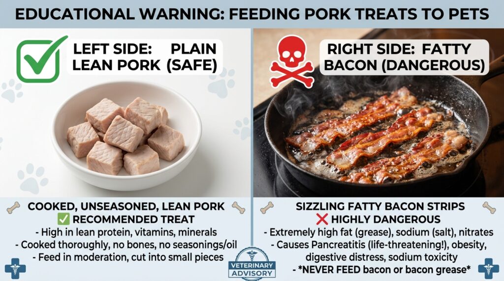 Can dogs eat pork plain vs bacon pancreatitis warning.