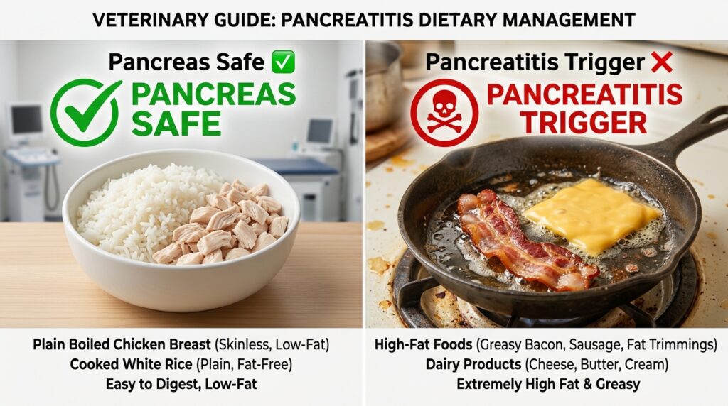 bland diet for dogs with pancreatitis boiled chicken and white rice.