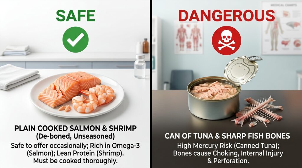 safe seafood for dogs salmon vs toxic tuna.
