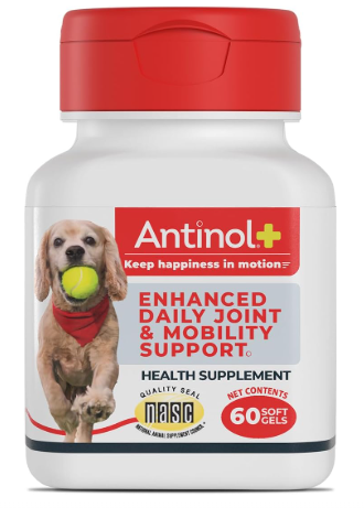 Antinol Plus joint supplement bottle, representing the best joint supplements for senior dogs