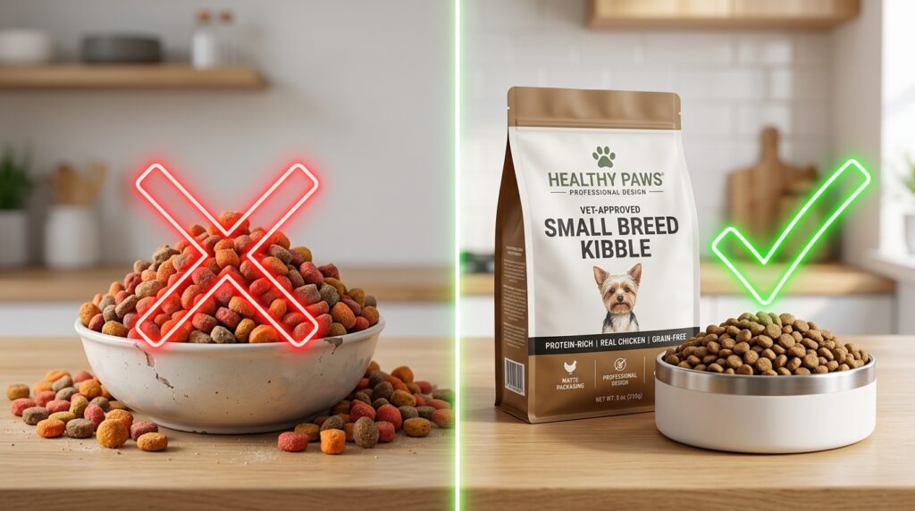 Educational comparison showing safe options when searching for the best dog foods for hypoglycemia