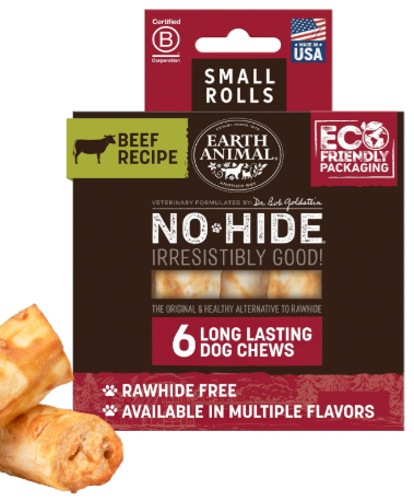 Earth Animal No Hide rawhide free chews as the best low fat dog chews for pancreatitis