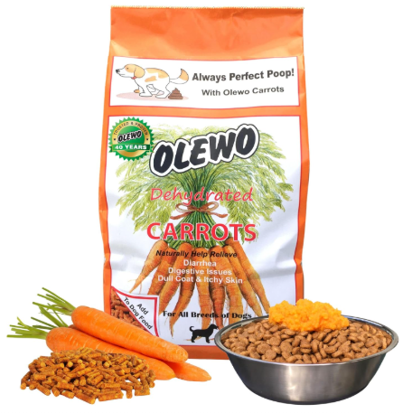 Olewo original dehydrated carrots fiber representing high fiber supplements for diabetic dogs