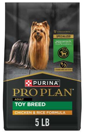 Purina Pro Plan Toy Breed bag representing the best dog foods for hypoglycemia