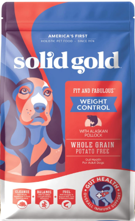 Solid Gold Fit & Fabulous Pollock dry food representing the best low fat dog food for pancreatitis