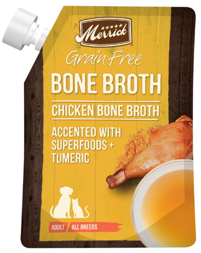 Merrick grain free pouch representing the best bone broths for dogs with pancreatitis