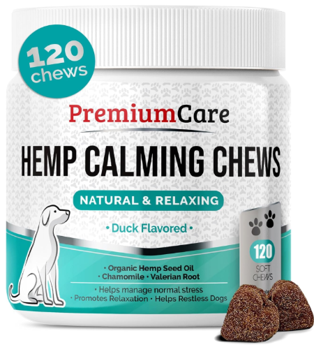 Premium Care Calming Chews representing the best calming supplements for dogs