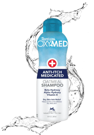 TropiClean OxyMed Medicated Shampoo representing the best dog shampoos for itchy skin