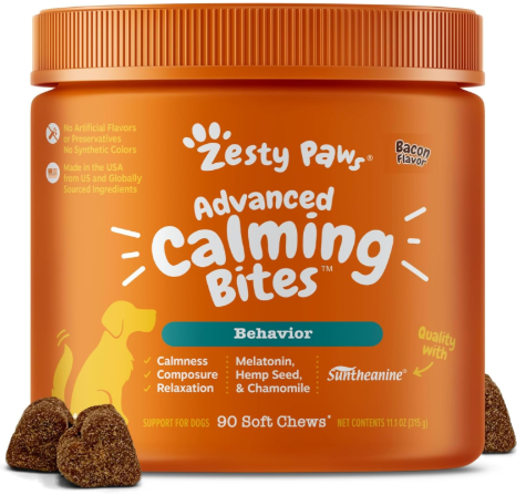 Zesty Paws Advanced Calming Bites representing the best calming supplements for dogs