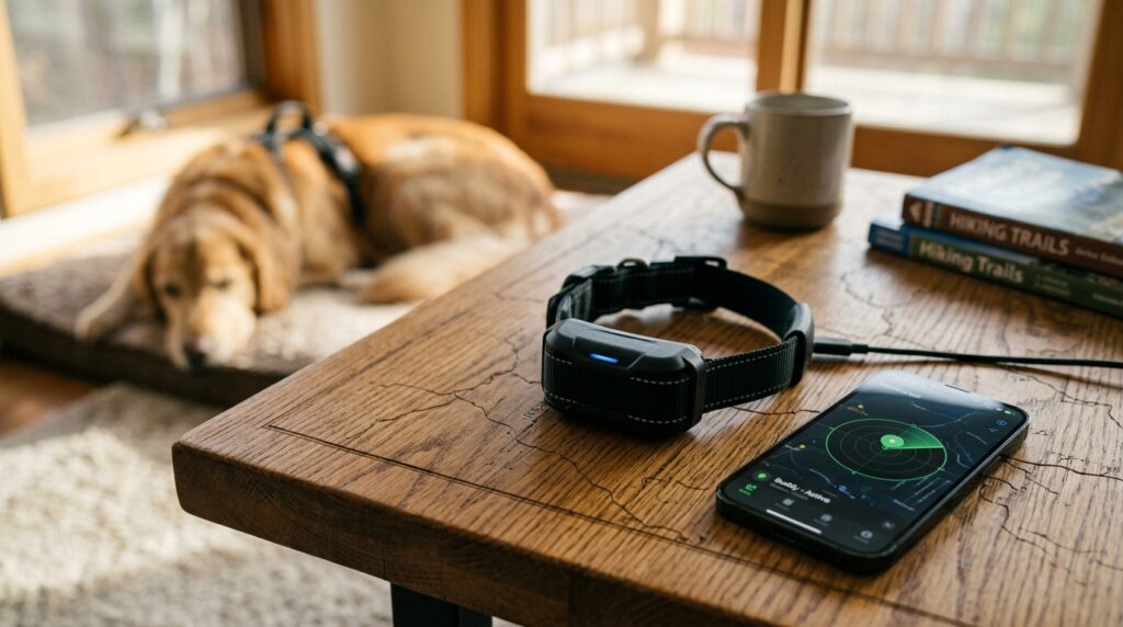 A high-tech tracking device representing the best gps dog collars with no monthly fee