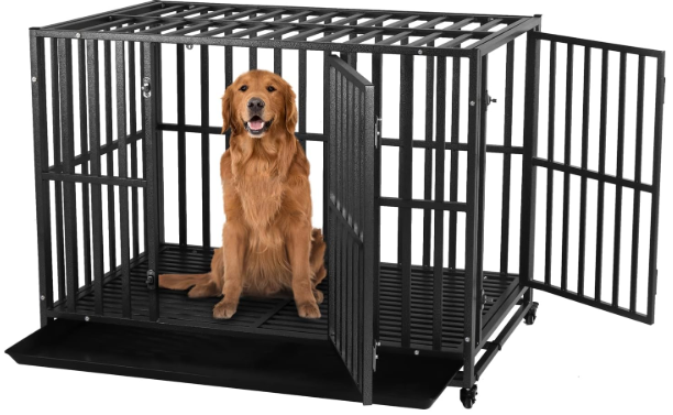 LUCKUP metal kennel representing heavy duty dog crates for separation anxiety