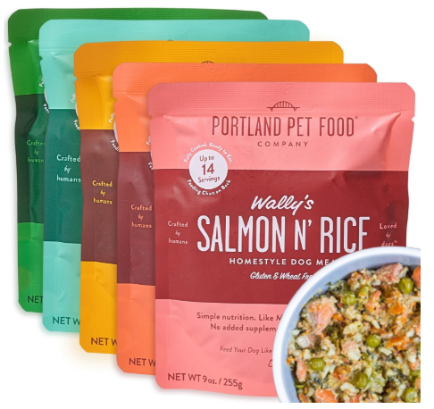 Portland Pet Food Company pouches representing the best human grade dog food