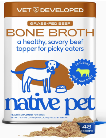 Native Pet organic powder representing safe bone broths for dogs with kidney disease