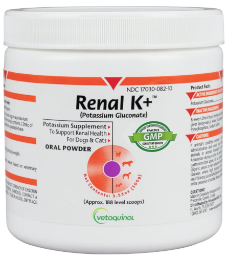 Vetoquinol Renal K powder representing the best kidney supplements for dogs