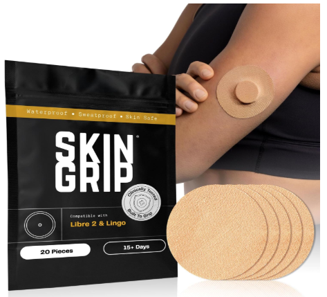 Skin Grip waterproof patches securing the best cgm for dogs