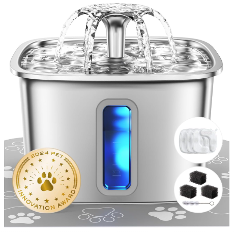 Veken stainless steel pet fountain representing the best dog water fountains for kidney disease