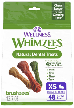 Whimzees grain-free treats representing low fat dental chews for dogs with pancreatitis